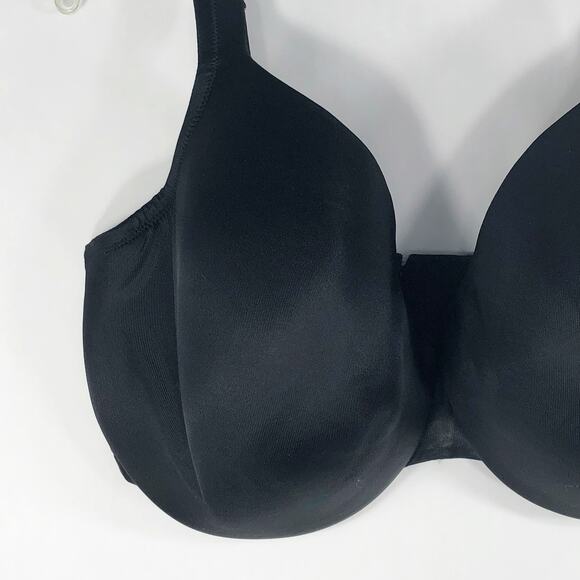 Cacique 40H Bra Satin Full Coverage Plus Size Lane Bryant Black Solid Stretch 66 - Picture 3 of 9